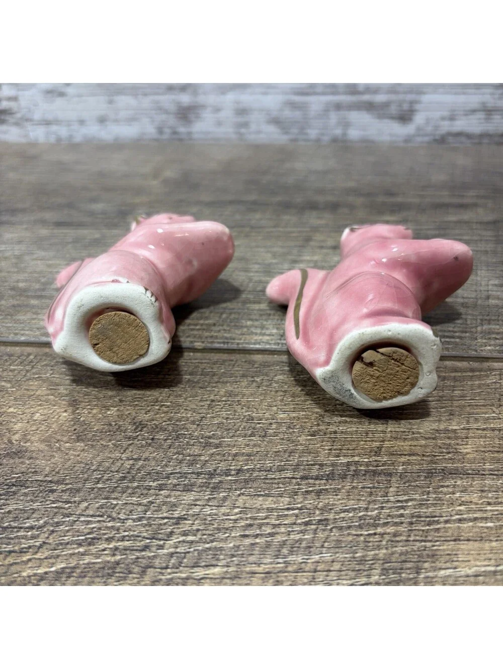 Vintage Pink & Gold Squirrels With Nut Salt And Pepper Shakers